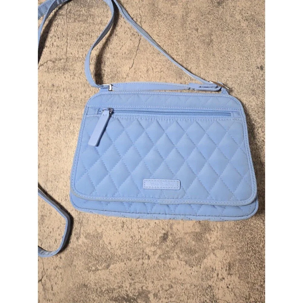 Vera Bradley Petite CrossBody Purse Sky Blue Small Crossbody Solid Quilted